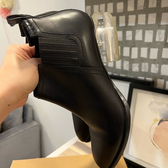Alexander Wang black leather booties with a clear block heel Size 7 - Picture 6 of 11